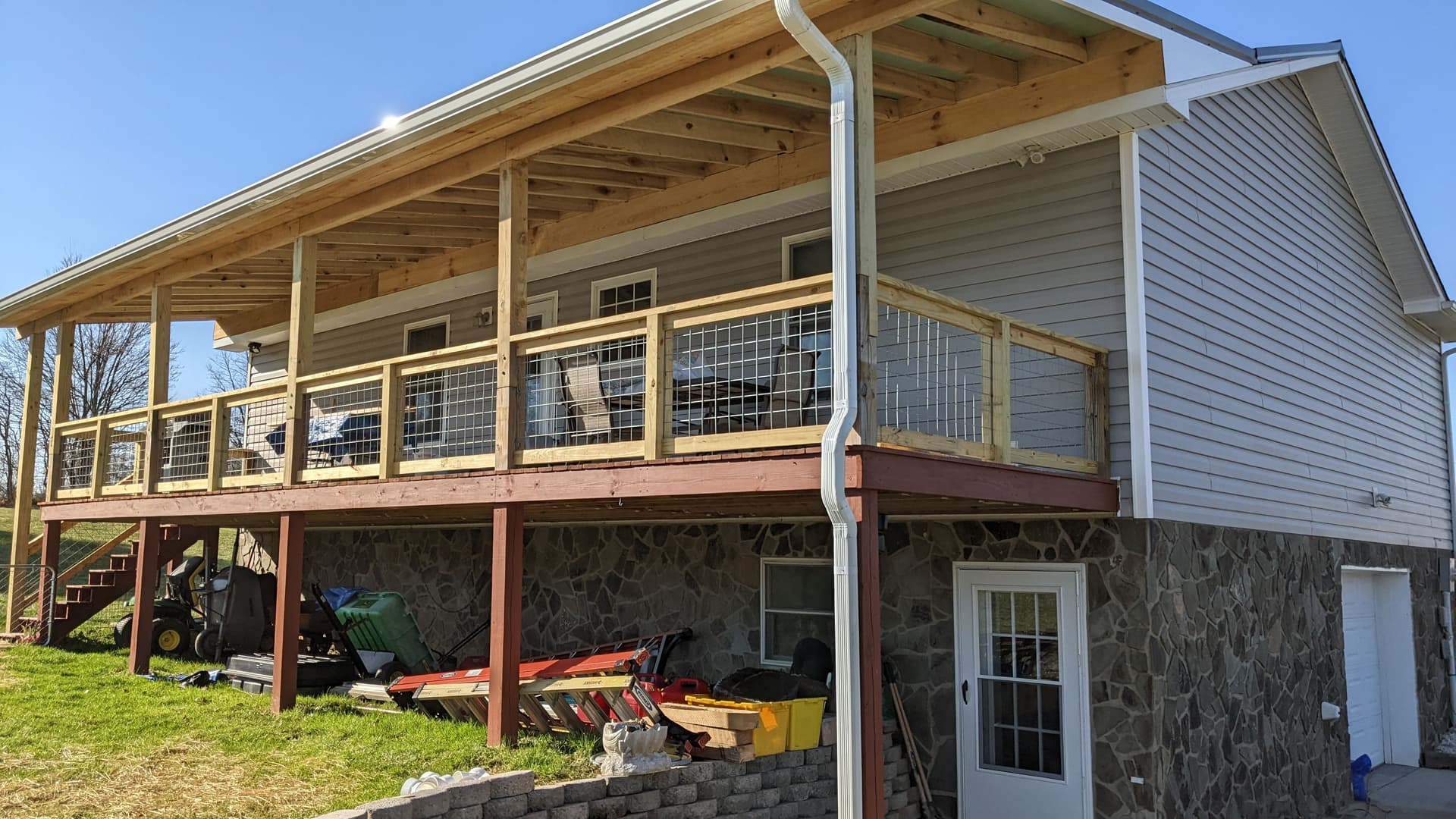 Gallery photos for Covered Porch Build with Wire Rail and Metal Roof: Image #3