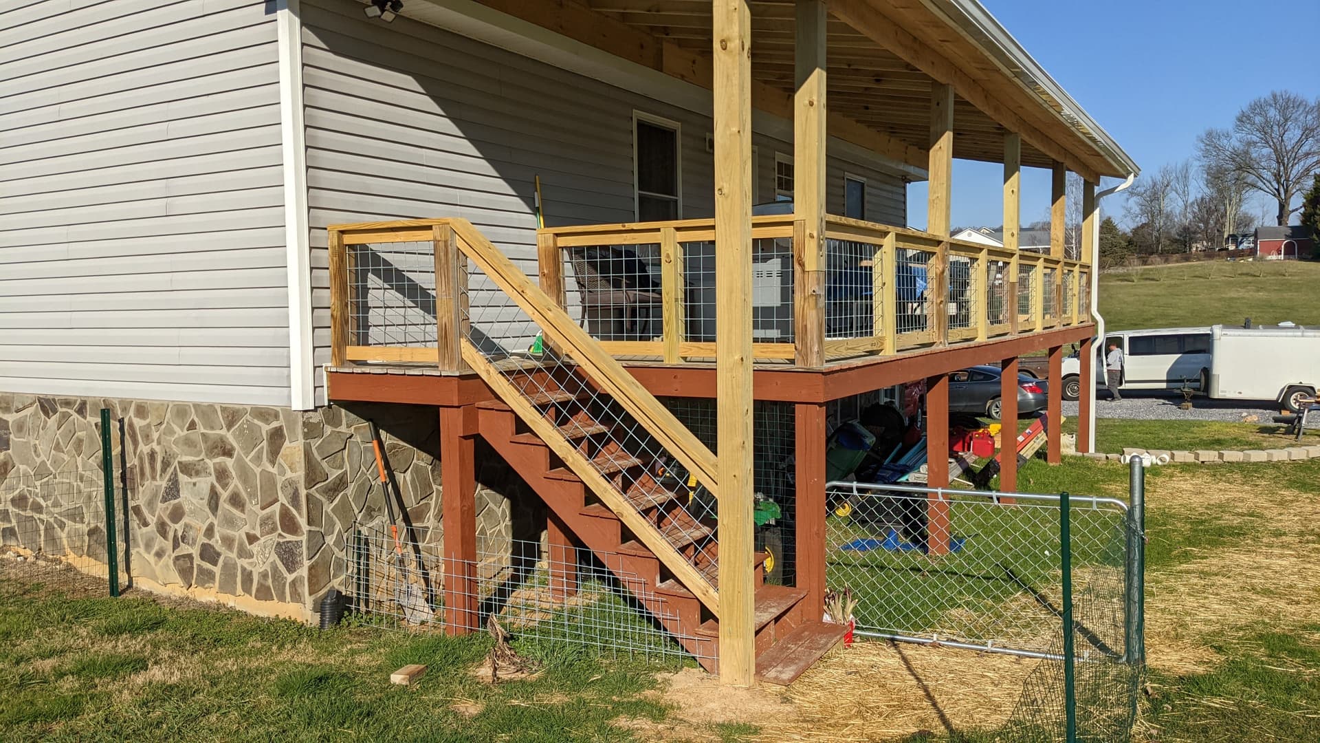 Gallery photos for Covered Porch Build with Wire Rail and Metal Roof: Image #2