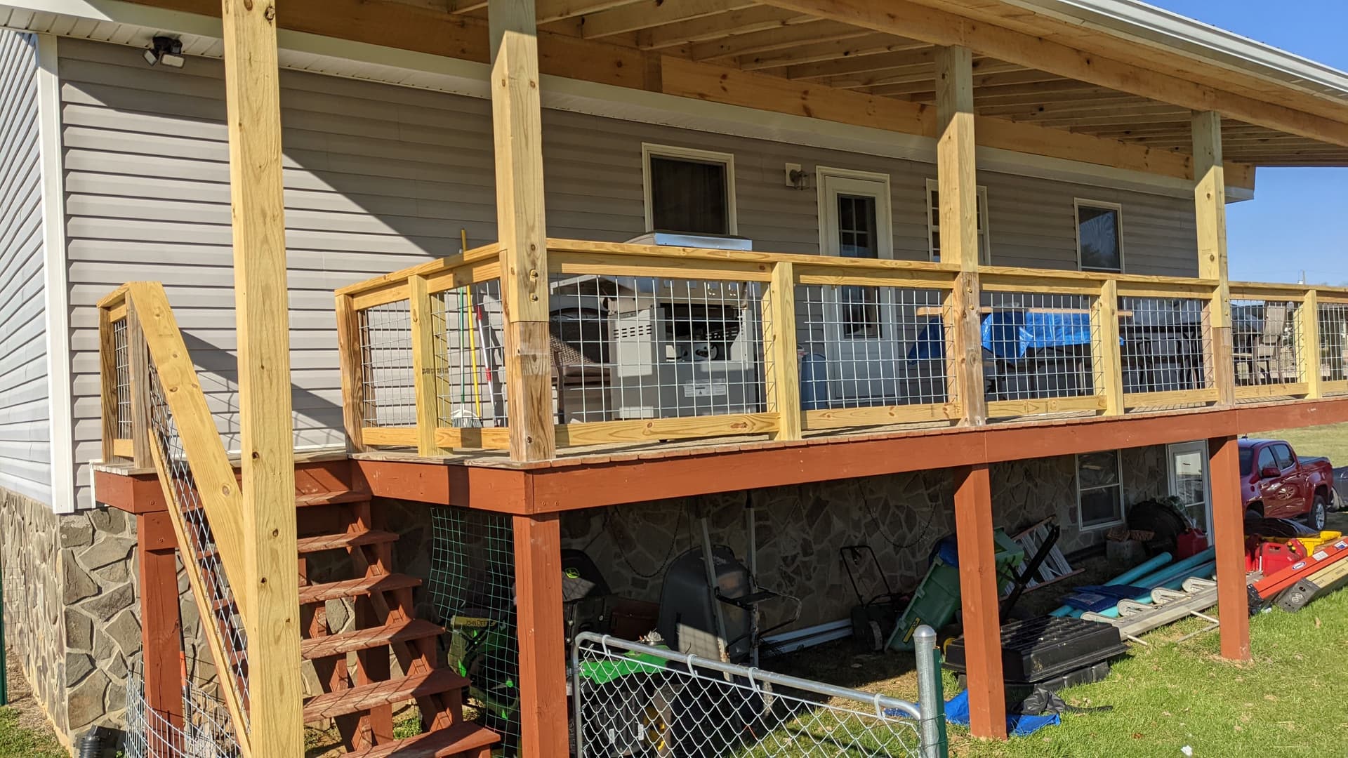 Gallery photos for Covered Porch Build with Wire Rail and Metal Roof: Image #1